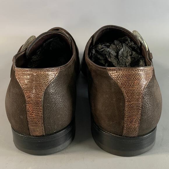 PRADA Size 8 Brown 2P 1403 Leather Monk Strap Loafers main image 8